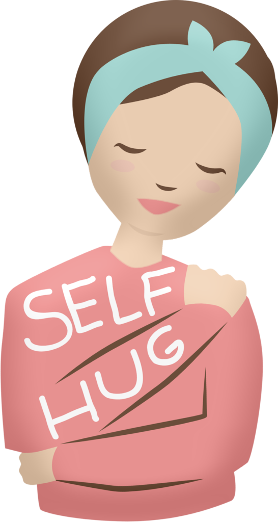 Self hug woman